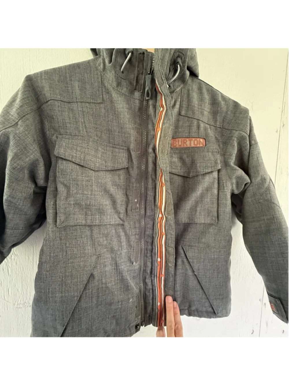 Burton Kids Gray Textured Insulated Snowboard Jacket Youth Small